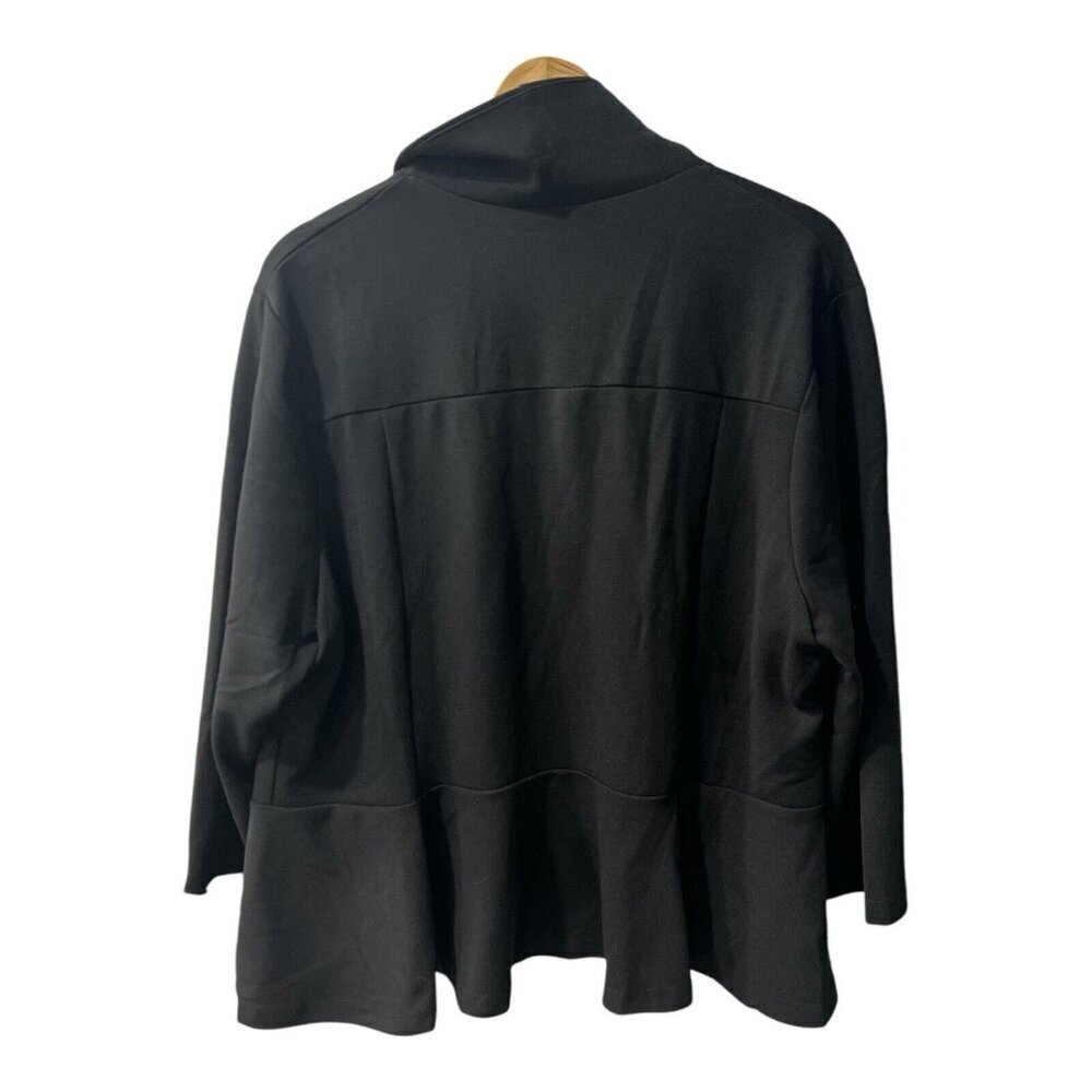 Fashion Women’s Black Open Front Blazer Jacket Plus Size 2XL Peplum 3/4 Sleeves - Picture 3 of 10
